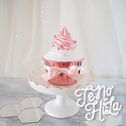 【1個入り】クレイケーキ　クレイカップケーキ　　Mirror pink cup cake 1枚目の画像
