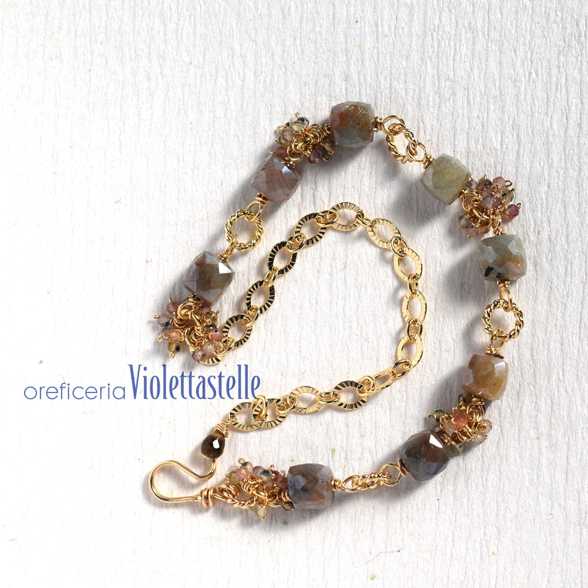 14kgf サファイアのキューブ・ブレスレット