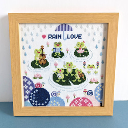 ハンドメイド　クロスステッチ作品 クロスステッチキット【「雨大好き！】ケロケロバンド / カレンダー