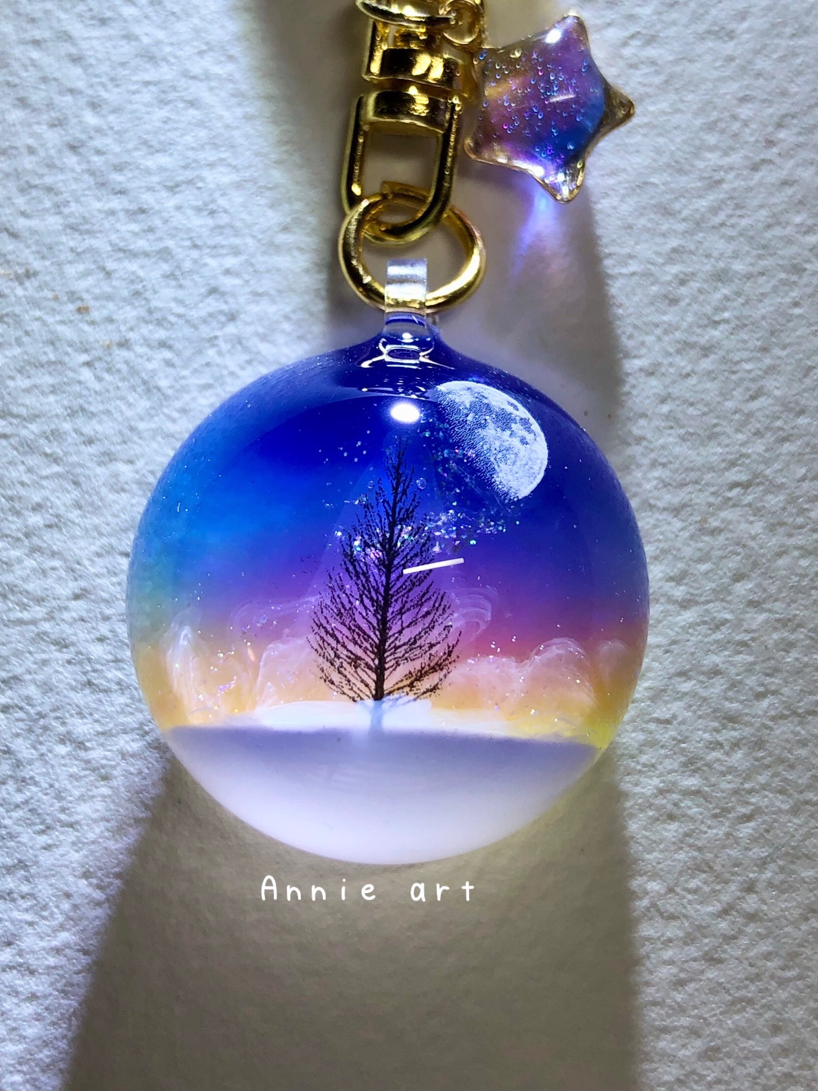 雪の夜空☆寄り添うネコ　他レジンキーホルダー計8点 雪の夜空☆寄り添うネコ 他レジンキーホルダー計8点