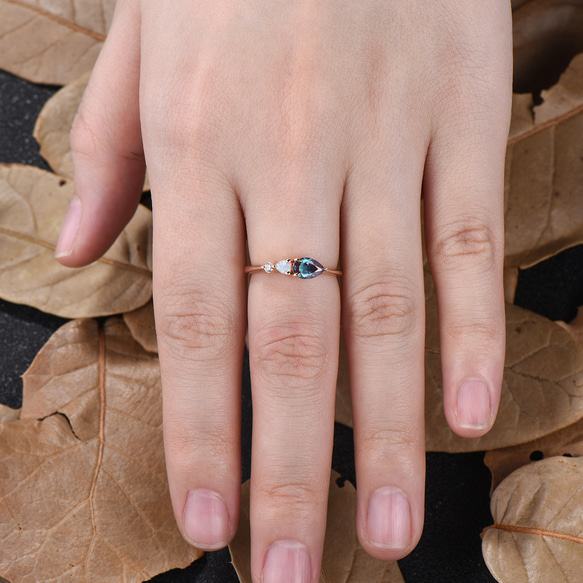 6月誕生石カラーチェンジアレキサンドライトリング10月誕生石ホワイトオパール結婚指輪記念日誕生日リングジュエリーギフト 4枚目の画像