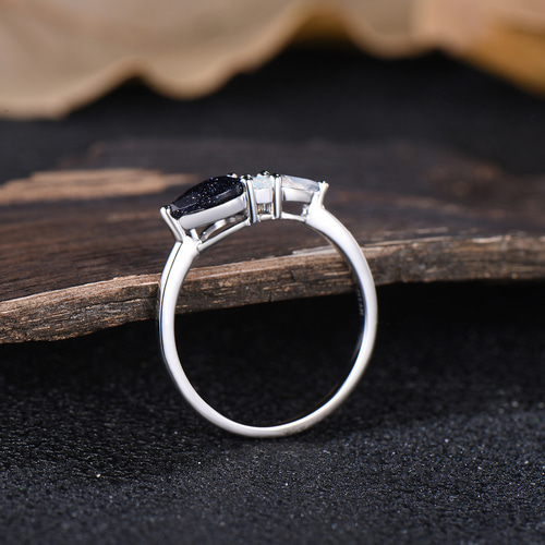 ギャラクシーブルー サンドストーン 結婚指輪 6月誕生石 ムーン
