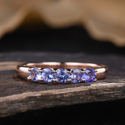 ラウンドカット天然タンザナイトリング12月誕生石ブルージェムストーン婚約指輪925スターリングシルバーリング 2枚目の画像