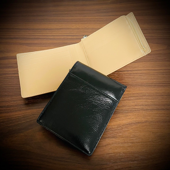 オイルレザー メンズ財布 二つ折り 財布 折財布 カード１１枚収納 本革 ブラック ブラウン 革財布 2枚目の画像