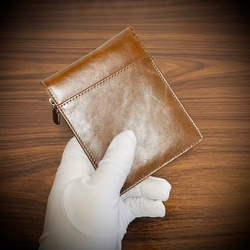 オイルレザー メンズ財布 二つ折り 財布 折財布 カード１１枚収納 本革 ブラック ブラウン 革財布 7枚目の画像