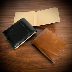 オイルレザー メンズ財布 二つ折り 財布 折財布 カード１１枚収納 本革 ブラック ブラウン 革財布 1枚目の画像