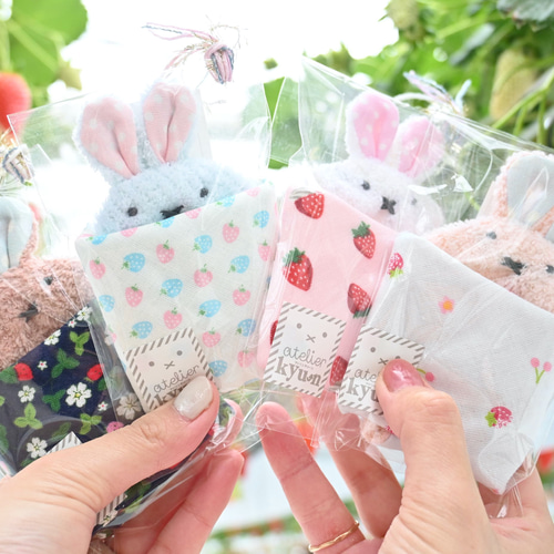 いちごうさちゃん4匹セット！miniタオルハンカチ♡ネーム入れ