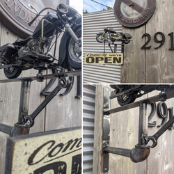 アメリカンバイク バイク屋 壁掛け看板  オープン サインボード  OPEN  #店舗什器  #スパナレンチ  ハーレー 8枚目の画像