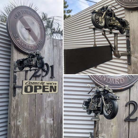 アメリカンバイク バイク屋 壁掛け看板  オープン サインボード  OPEN  #店舗什器  #スパナレンチ  ハーレー 6枚目の画像