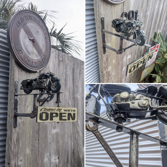 アメリカンバイク バイク屋 壁掛け看板  オープン サインボード  OPEN  #店舗什器  #スパナレンチ  ハーレー 7枚目の画像
