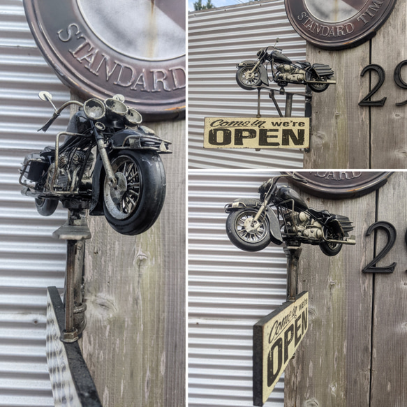 アメリカンバイク バイク屋 壁掛け看板  オープン サインボード  OPEN  #店舗什器  #スパナレンチ  ハーレー 4枚目の画像
