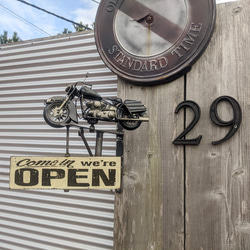 アメリカンバイク バイク屋 壁掛け看板  オープン サインボード  OPEN  #店舗什器  #スパナレンチ  ハーレー 1枚目の画像