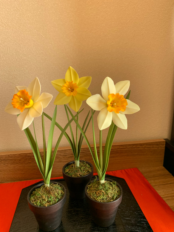 花　アートフラワー　ブーケ　ラッパ水仙　造花　花　プレゼント　絵画　立体絵画　5 花 アートフラワー ブーケ ラッパ水仙 造花 花 プレゼント 絵画 立体絵画 5