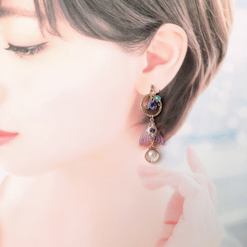 再販】桜ハンドメイド2024 サクラ色 花びら 2wayピアス