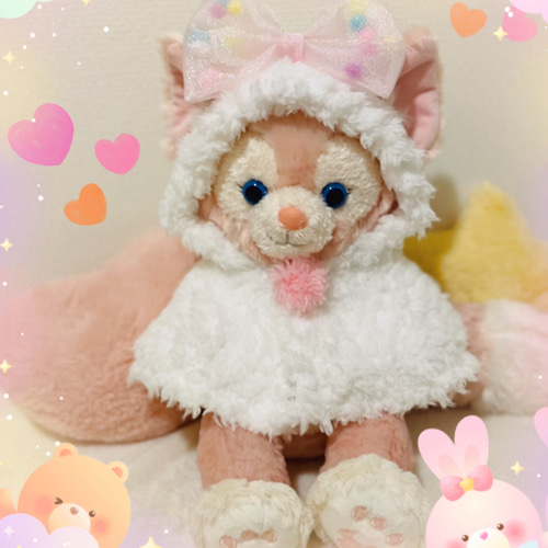 Sサイズリーナベル用♡白もこメルヘンポンチョセット♡ ぬいぐるみ め 