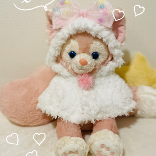 Sサイズリーナベル用♡白もこメルヘンポンチョセット♡ ぬいぐるみ め