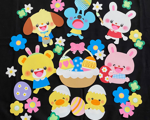 ひーちゃんです☆イースター、春の飾りなど Amazon.co.jp: イースター 吊るし飾り ガーランド 壁面飾り 春