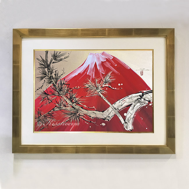 赤絵細描風アート「東京赤富士図」イラスト原画 48f33afda2cd7c6e75c2ecc0f2a778