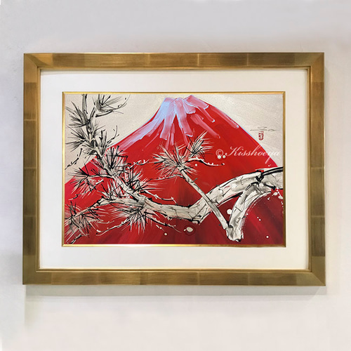 楽天市場】油絵 絵画 赤富士/インテリア 額入り 額装込 風景画