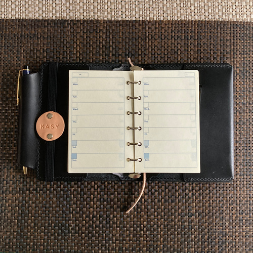 内径15or19【m6 黒oil】筒状ペンホルダーのシステム手帳 SN6-005blk