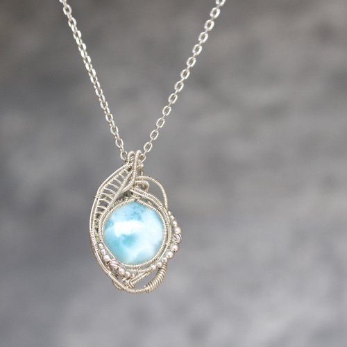 ラリマー シルバー925 ワイヤーラッピング ペンダント ペンダント