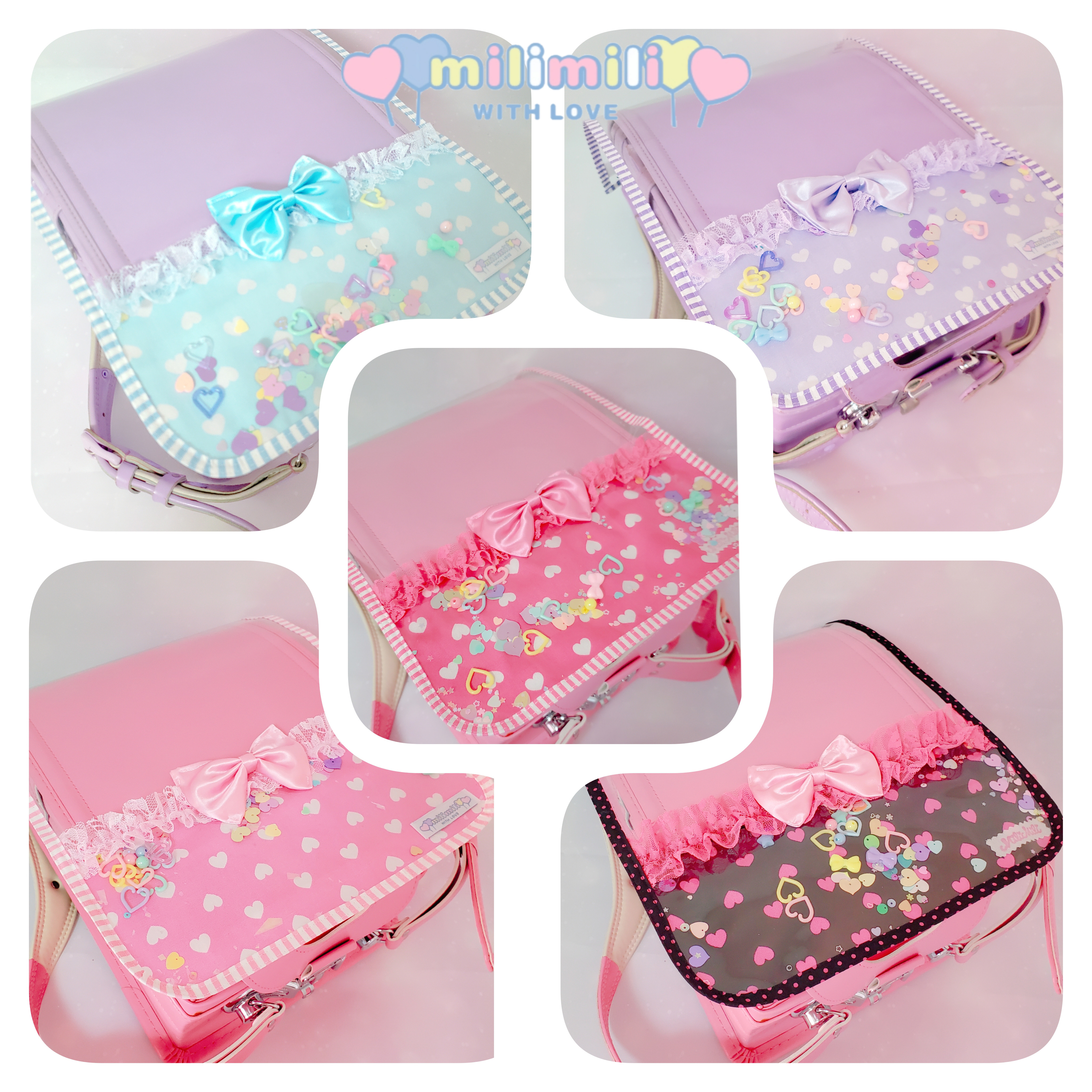 入園入学3点セット　【ホログラムハート×パープル】　女の子 入園入学3点セット 【ホログラムハート×パープル】 女の子 入園