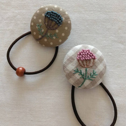 刺繍ヘアゴム　刺繍(花×ピンク) 3枚目の画像