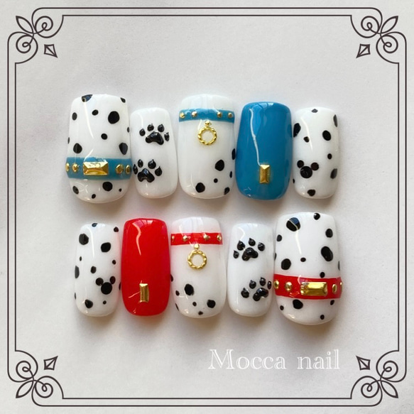 017】ダルメシアン ネイルチップ ジェルネイル ネイルチップ（つけ爪