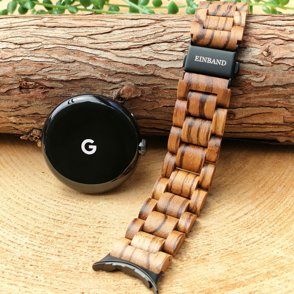 Google Pixel Watch グーグル ピクセル ウォッチ 木製バンド 20mm幅 ゼブラウッド