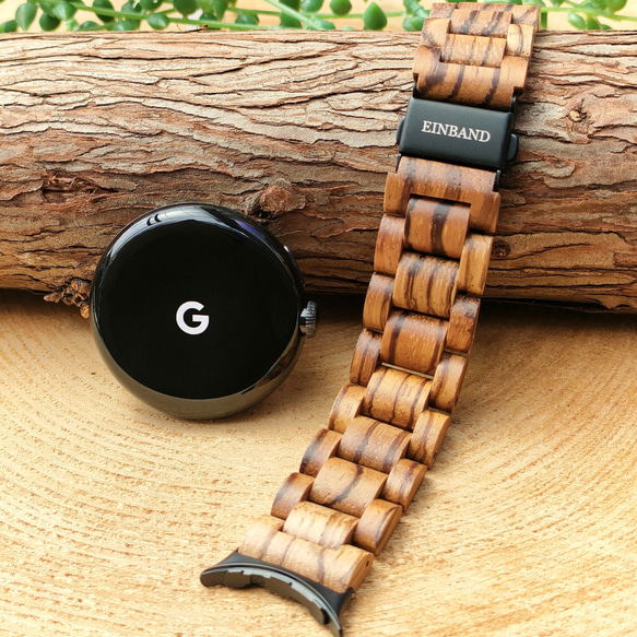 【木錶帶】EINBAND Google Pixel Watch 天然木質木錶帶【斑馬木】 第1張的照片