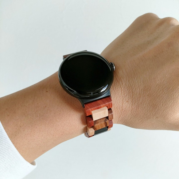 【木製バンド】EINBAND Google Pixel Watch 天然木 木のベルト【ミックスウッド】 4枚目の画像