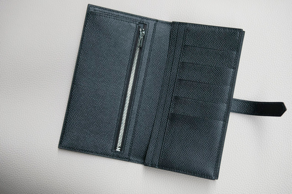 【最新作】高級革使用　超お得　軽い　長財布　エプソン革　コンパクト カラーオーダー可能　オールレザー ブラック 