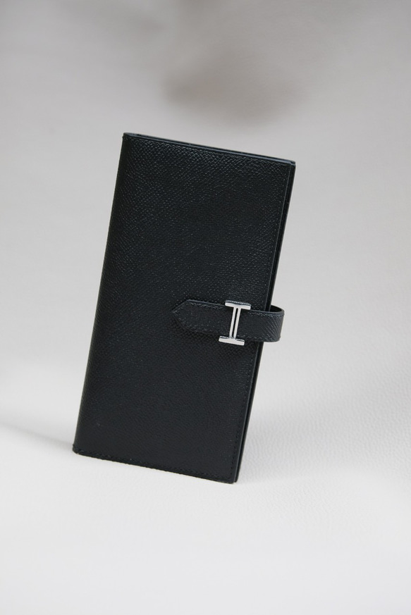 【最新作】高級革使用　超お得　軽い　長財布　エプソン革　コンパクト カラーオーダー可能　オールレザー ブラック 