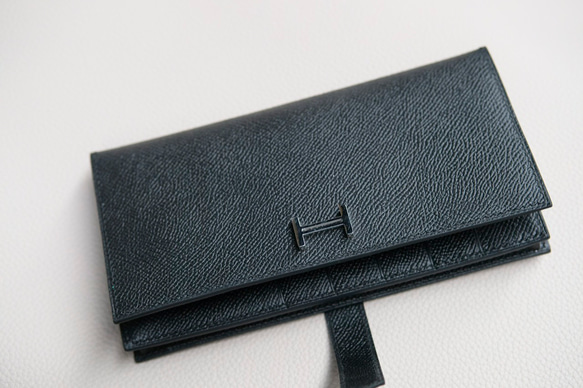 【最新作】高級革使用　超お得　軽い　長財布　エプソン革　コンパクト カラーオーダー可能　オールレザー ブラック 