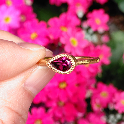 ロードライトガーネット 花のしずく 0.88ct シルバーSV925リング 指輪