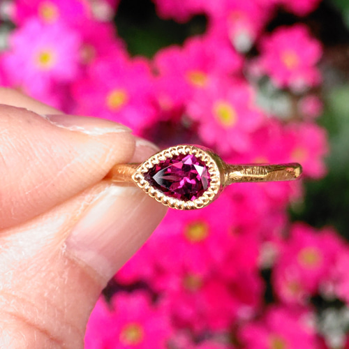 ロードライトガーネット 花のしずく 0.88ct シルバーSV925リング 指輪