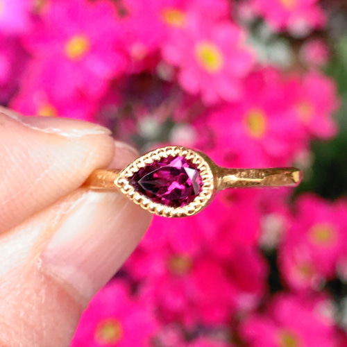 ロードライトガーネット 花のしずく 0.88ct シルバーSV925リング 指輪