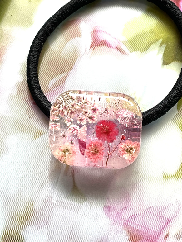 桜の季節 琉球グラス入り ヘアゴム／ポニーフック／ブローチ ヘアゴム  