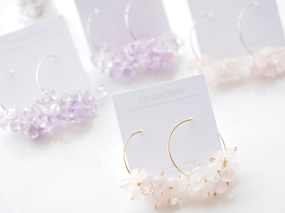 *ローズクォーツピアス Rose Quartz earring  P0262 6枚目の画像