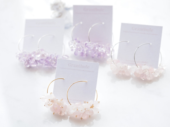 *ローズクォーツピアス Rose Quartz earring  P0262 4枚目の画像