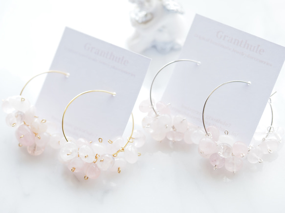 *ローズクォーツピアス Rose Quartz earring  P0262 7枚目の画像