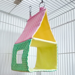 マメルリハ、コザクラインコ、サザナミインコ用（春夏用）Mサイズ すずやか 2階建て バードテント（インコテント 寝床） 2枚目の画像