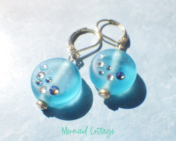 Ocean glass earrings 1枚目の画像