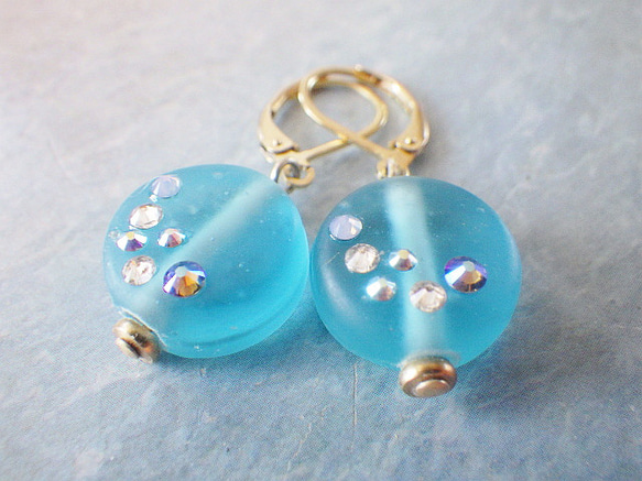 Ocean glass earrings 8枚目の画像