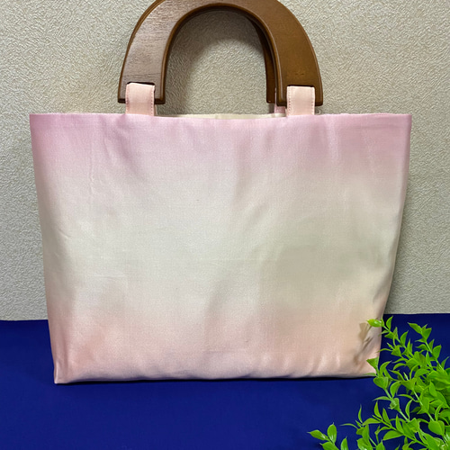 032 帯バック A4 隠しマグネット 刺繍 木の持ち手 帯リメイク