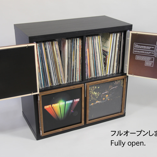 アルミ製　黒とウッド柄2個セットトランク レコードbox レコード収納 売り切れ＿IKEA Hacks! Kallax Vinylの収納へ付けるレコード
