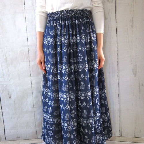 うさとの服　ロングスカート うさとの服 ロングスカート 草木染め Usaato 機織り 一点物 綿