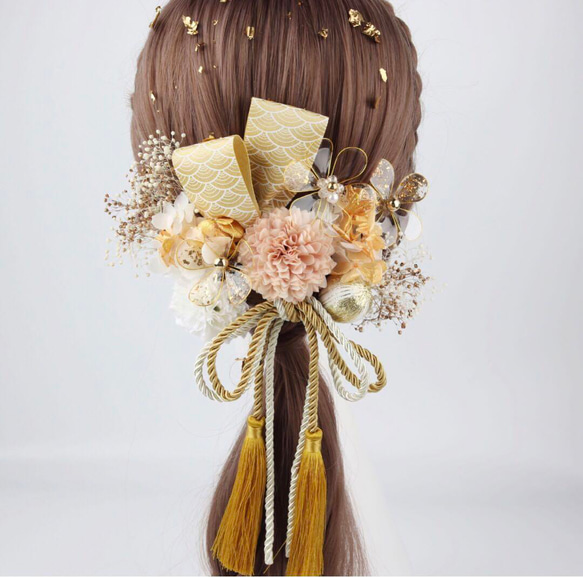 和装髪飾り　結婚式　卒業式　成人式　七五三　髪飾り ゴールド　高級感　金箔3/10 3枚目の画像