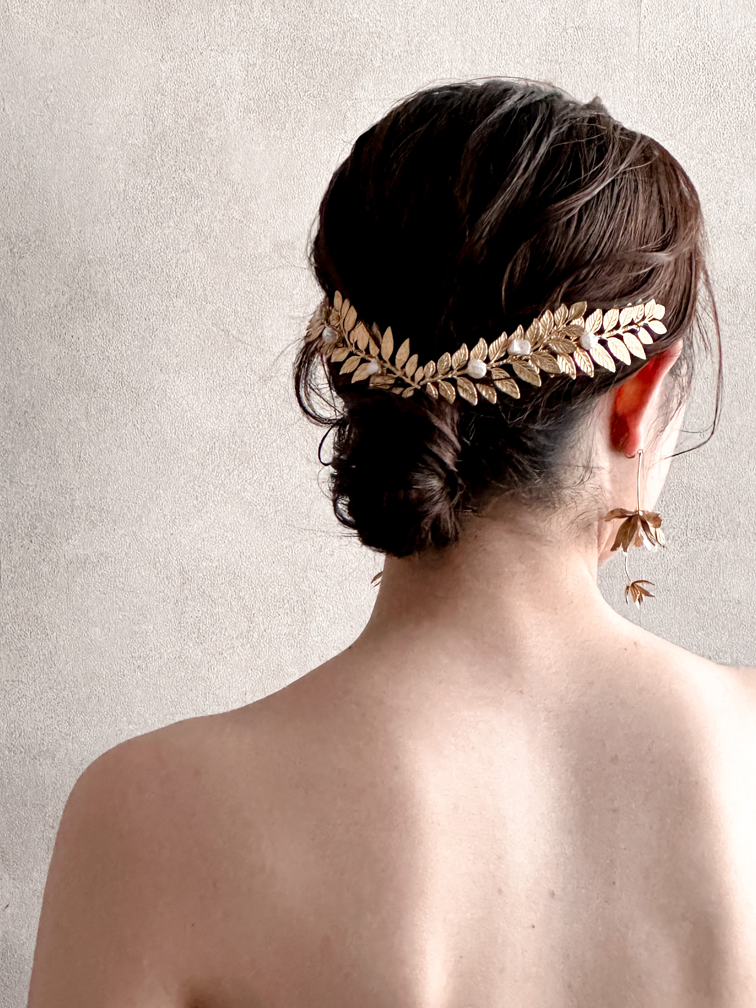 リーフヘッドドレス結婚式前撮り　ブライダルアクセサリー　ウェディングアクセサリー