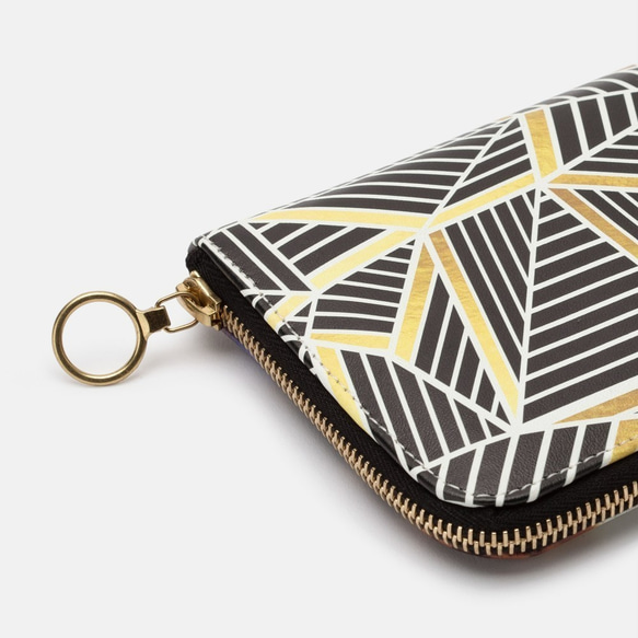 神秘的で宇宙のような深海が美しい孔雀の細胞模様 長財布ポーチ 本革 mm 本革 フルオープン